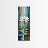White Lotus, zen wall art, botanical prints, yoga art, teal wall art, sacred geometry wall art, framed canvas print, minimalist art