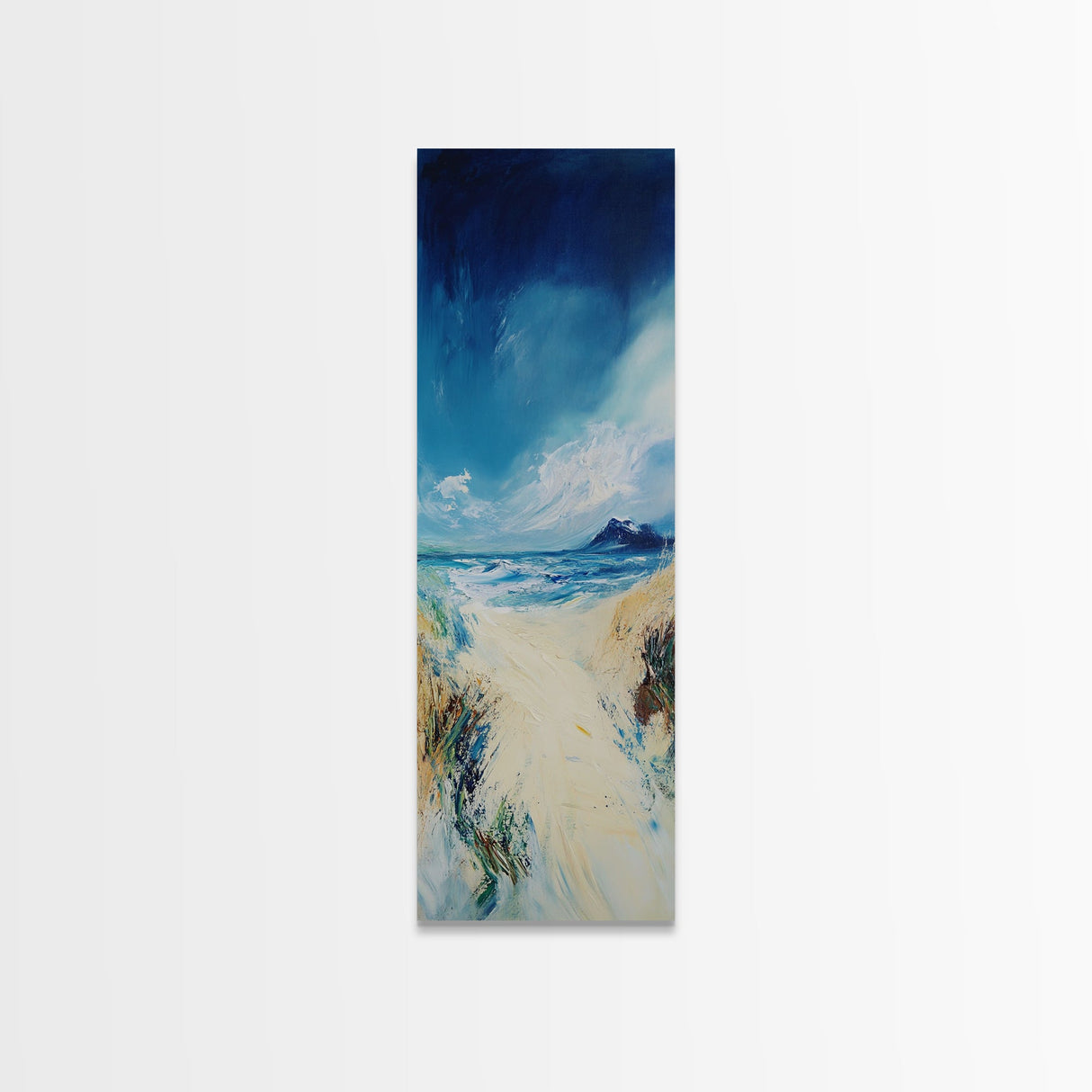Windy Dunes, coastal landscape art, framed canvas print, nautical decor,  Ireland painting, beach house wall art