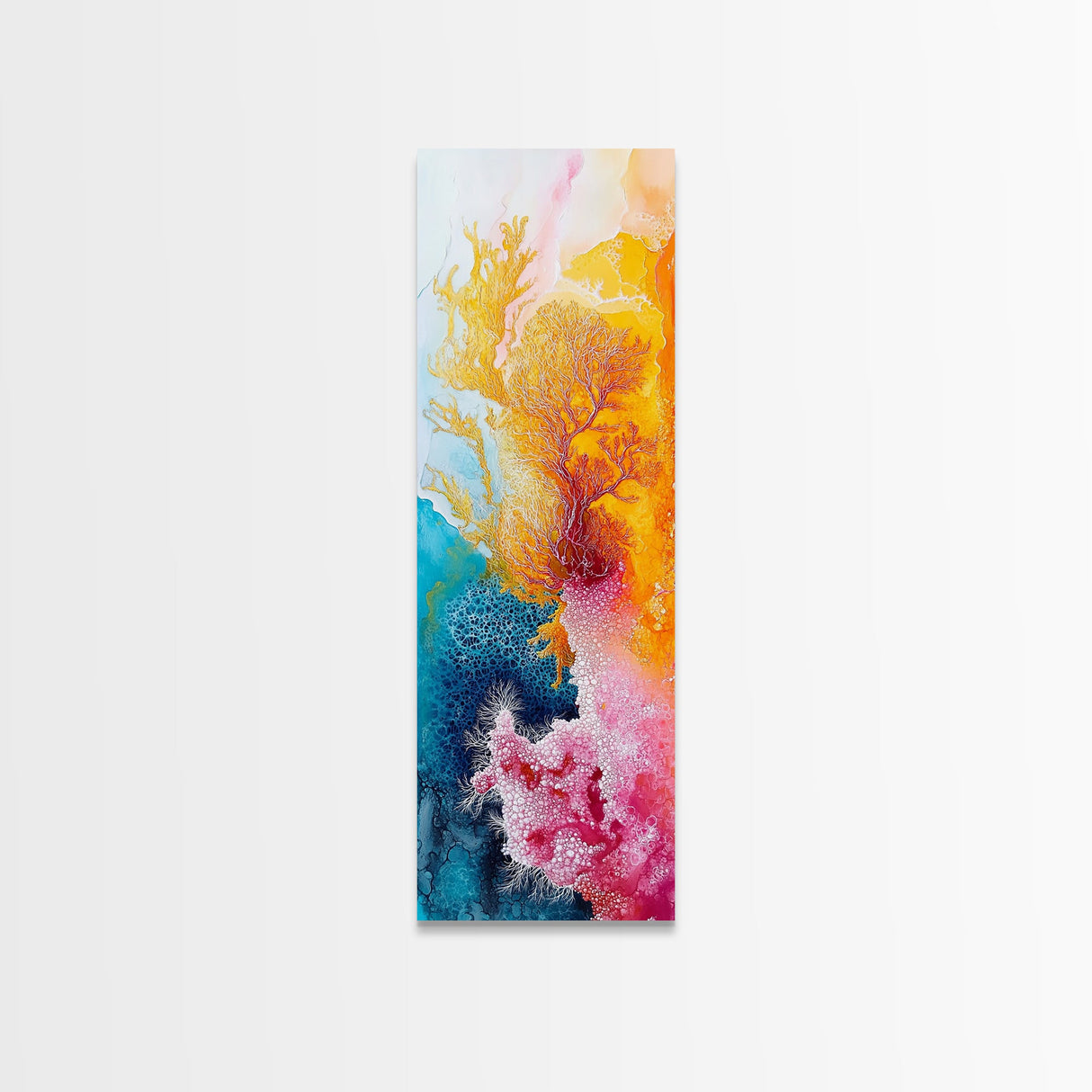 Abstract Coral, mosaic wall art, sacred geometry wall art, pink abstract art, blue and green wall art, zen wall art, canvas print