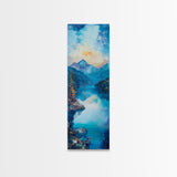 Lake Tahoe Art, Mountain Painting, Landscape Painting, Framed Canvas Print, Rustic Wall Art, Blue and Green Wall Art
