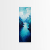 Blue and Green Wall Art, Moody Art, Landscape Painting, Framed Canvas Print, Wabi Sabi Art, Nautical Decor, Extra Wide Art