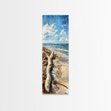 Driftwood beach, coastal landscape art, seascape painting, nautical decor, lake Tahoe art, framed canvas print, rustic wall art