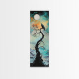 Raven Moon, dark angels wall art, framed canvas print, moody art, witch painting, gothic art, above bed wall art, celestial painting