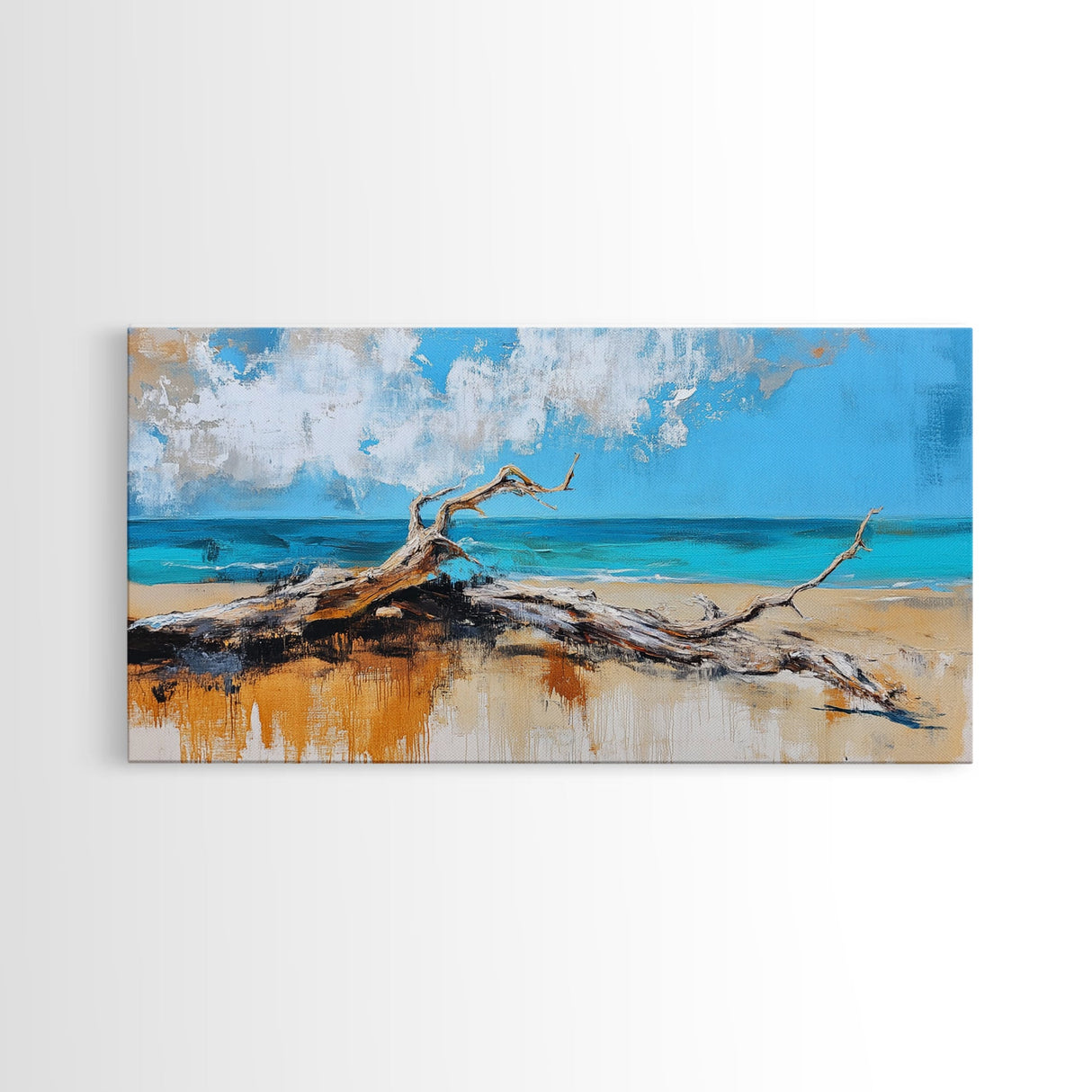 Seaside Driftwood, Nautical Wall Art, Rustic Decor, Coastal Wall Art, Beach House Art, Extra Wide Art, Canvas Print, Horizontal Wall Art