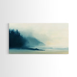 Misty Forest, smoky mountain art, pine tree art, moody art, wabi sabi wall art, green wall art, bedroom art, Framed Canvas Print