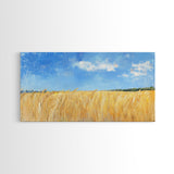 Wheat Field, landscape painting, farmhouse art, rustic wall art, extra wide art, bedroom art, framed canvas print, gift idea