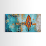 Tribal Arrow, Framed Canvas Print, geometric wall art, teal wall art, sacred geometry wall art, boho art, extra wide art