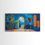 Moroccan Archway, Coastal Decor, Canvas Print, Moroccan Wall Art, Nautical Painting, Coastal Painting, Boho Art, Ocean View