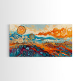 Surreal Abstract Art, phoenix metal art, geometric wall art, moody art, panoramic art, extra wide art, Framed Canvas Print