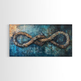 Nautical Rope, infinity knot, rustic maritime, coastal decor, textured blue, wabi sabi art, Canvas Print, nautical wall art