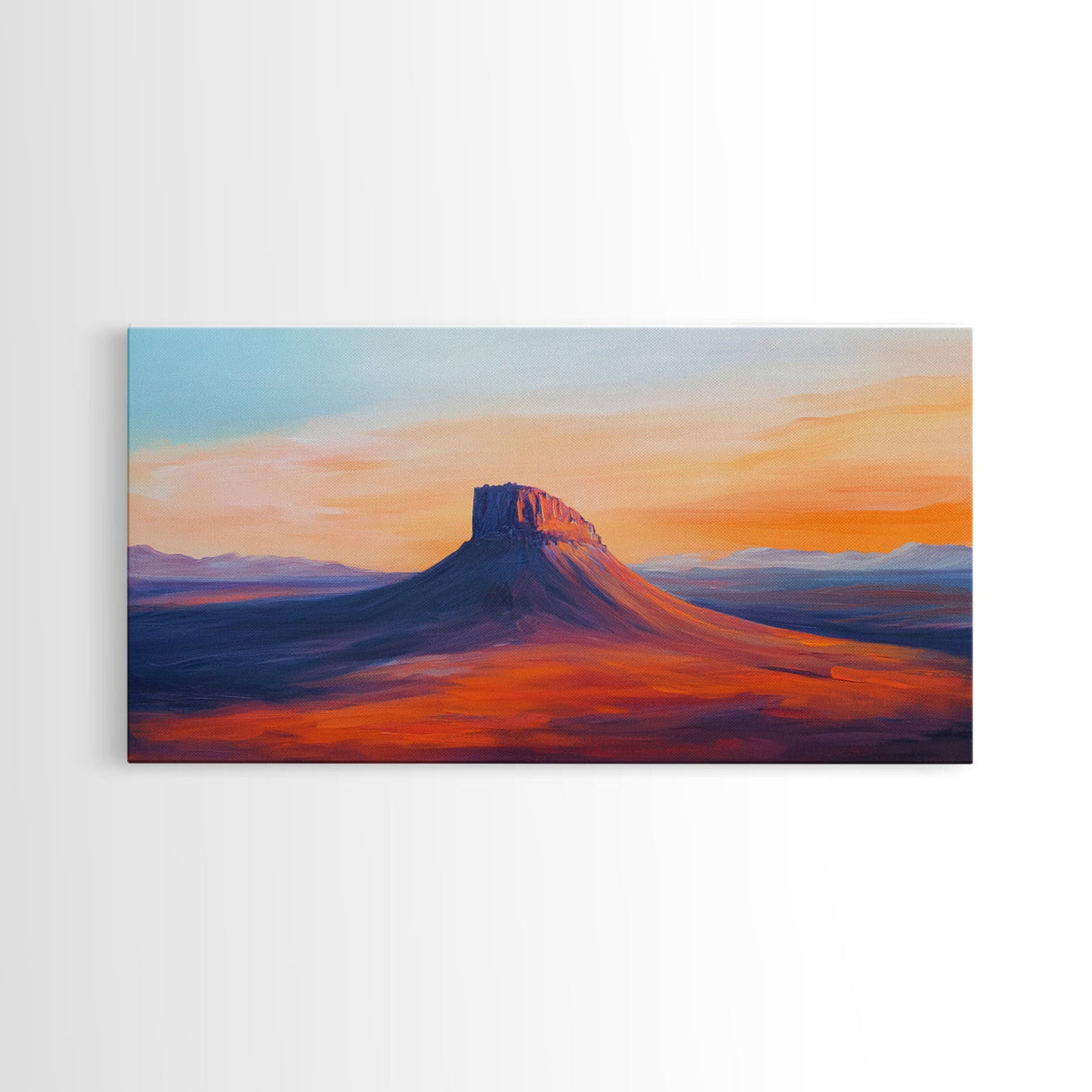 Southwest Landscape, Mountain Painting, Rustic Decor, Framed Canvas Print, Desert Sunset Art, Joshua Tree Art, Earthy Tones Art