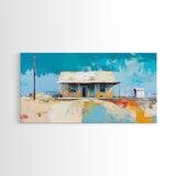 Desert House Art, southwest wall art, rustic decor, boho art, farmhouse art, coastal painting, framed canvas print