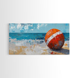 Lifeguard Buoy Painting, nautical decor, coastal wall art, ocean painting, framed canvas print, rustic art, beach house art