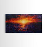 Vivid Sunset, Water Reflection, Zen Wall Art, Coastal Painting, Nautical Decor, Moody Art, Framed Canvas Print, Seascape Painting