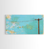 Power Lines, minimalist art, boho wall art, extra wide art, blue and green wall art, wabi sabi art, above sofa art, Canvas Print