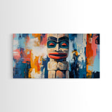 Abstract Totem Pole, chicano art, geometric wall art, African art, rustic art, moody art, gift idea him, Canvas Print