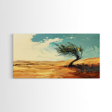 Windblown Tree, Desert Landscape, Southwest Wall Art, Canvas Print, Moody Art, Rustic Wall Art, Wabi Sabi Art, Panoramic Art