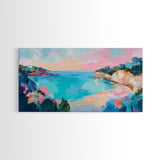 Pastel Ocean, Colorful Coastal Painting, Seascape Art, Nautical Decor, Coastal Cowgirl Wall Art, Canvas Print, Extra Wide Art