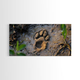 Animal Paw Print, rustic decor, moody art, nature painting, wildlife art, earthy tones, textured wall art, Framed Canvas Print