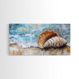 Seashell Art, Coastal Landscape, Nautical Wall Art, Rustic Wall Art, Extra Wide Art, Horizontal Wall Art, Framed Canvas Print, Beach House Decor