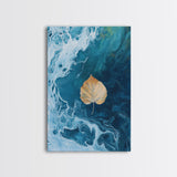 Floating Leaf Painting, Nature Abstract Art, Ocean Inspired Decor, Moody Wall Art, Tranquil Home Decor, Canvas Print