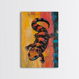 Colorful Lizard Art, wildlife painting, leopard wall art, whimsical art, rustic decor, southwest wall art, Canvas Print