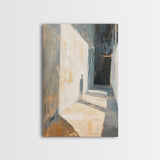 Shadowed Hallway, moody art, wabi sabi wall art, minimalist art, vertical wall art, framed canvas print, above bed wall art
