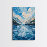 Glacial Lake View, lake Tahoe art, blue and green wall art, panoramic painting, framed canvas print, nature art, above couch art