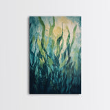 Underwater Kelp Forest, Coastal Landscape Art, Teal Wall Art, Nautical Decor, Nature Inspired Art, Wabi Sabi Art, Canvas Print