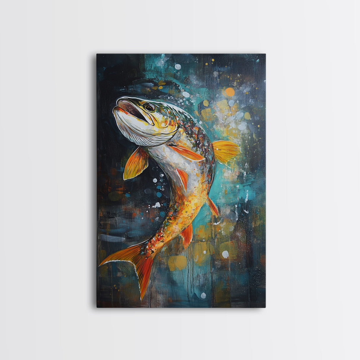 Vibrant Trout Art, Fly Fishing Art, Lake Tahoe Art, Rustic Wall Art, Nature Inspired Decor, Fisherman Gift, Canvas Print