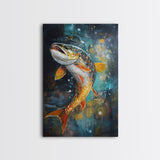 Vibrant Trout Art, Fly Fishing Art, Lake Tahoe Art, Rustic Wall Art, Nature Inspired Decor, Fisherman Gift, Canvas Print