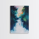 Waterfall Painting, Moody Art, Coastal Landscape Art, Framed Canvas Print, Above Sofa Art, Living Room Art, Vertical Wall Art