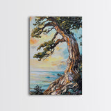 Joshua Tree Art, Coastal Landscape Art, Framed Canvas Print, Oak Tree Art, Rustic Art, Living Room Art, Boho Art, Moody Art