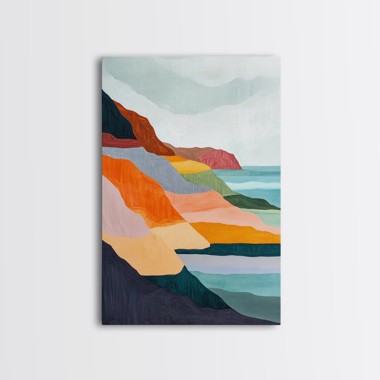 Geometric Cliffs, southwest wall art, geometric wall art, minimalist art, Canvas Print, landscape painting, above sofa art, wabi sabi art