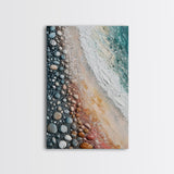 Pebble Beach, coastal painting, nautical decor, wabi sabi art, abstract seascape, textured wall art, ocean print, canvas print