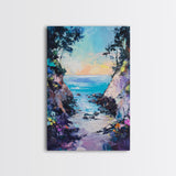 Coastal Cove, seascape painting, coastal decor, nautical wall art, blue and green wall art, framed canvas print, guest room art