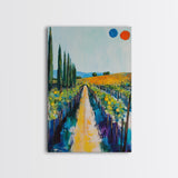 Vineyard Path, Tuscany painting, landscape painting, farmhouse art, rustic decor, above couch art, framed canvas print, wall art