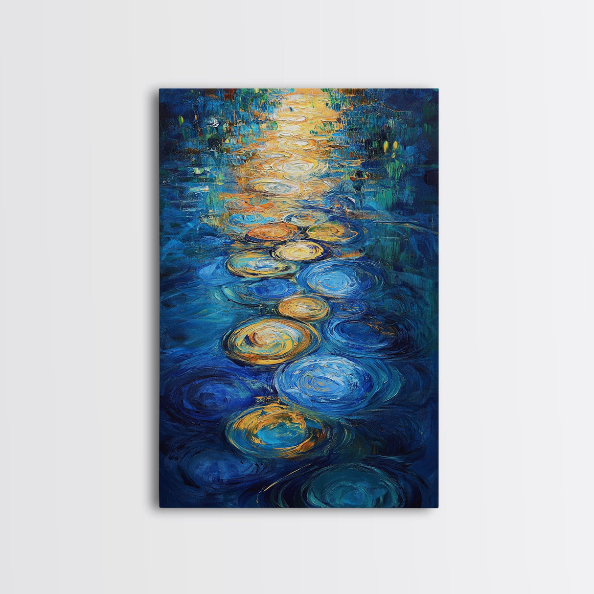Golden Reflections, Water Art, Moody Painting, Canvas Print, Nautical Wall Art, Coastal Decor, Rustic Art, Living Room Art