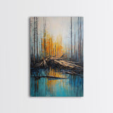 Forest at Dusk, Pine Tree Art, Landscape Painting, Moody Art, Rustic Decor, Nature Wall Art, Framed Canvas Print, Wabi Sabi Art
