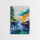 Mountain River Art, Coastal Landscape Painting, Smoky Mountain Art, Nature Wall Art, Living Room Decor, Canvas Print, Gift Idea