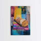 Abstract Roll, Wabi Sabi Art, Modern Abstract Art, Geometric Wall Art, Colorful Art, Minimalist Art, Canvas Print, Gift Idea