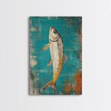 Vibrant Fish Painting Canvas Print Coastal Wall Art, Beach House Decor, Nautical Art, Ocean Inspired Artwork, Rustic Wall Decor