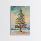 Winter Pine Tree Canvas Print Seasonal Landscape Art Snowy Forest Painting Nature Wall Art Christmas Home Decor Cozy Living Room