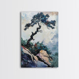 Bonsai Tree Canvas Print Japanese Zen Wall Art Serene Landscape Painting Minimalist Nature Decor Tranquil Home Aesthetic Meditative Artwork