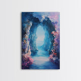 Dreamy Ocean Cave Canvas Print Fantasy Seascape Wall Art Mystical Nature Painting Boho Decor Beach Home Artwork Gift Under 100