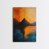 Volcano Eruption Landscape Framed Canvas Print Fiery Nature Wall Art Dramatic Sunset Mountain Scene Living Room Statement Piece