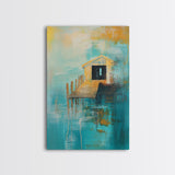 Fishing Shack, Nautical Painting, Coastal Wall Art, Rustic Wall Art, Ocean Art, Living Room Art, Canvas Print, Gift Idea