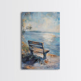 Serene Bench Canvas Print Lakeside Tranquility Peaceful Landscape Wall Art Cozy Home Decor Living Room Relaxation Gift
