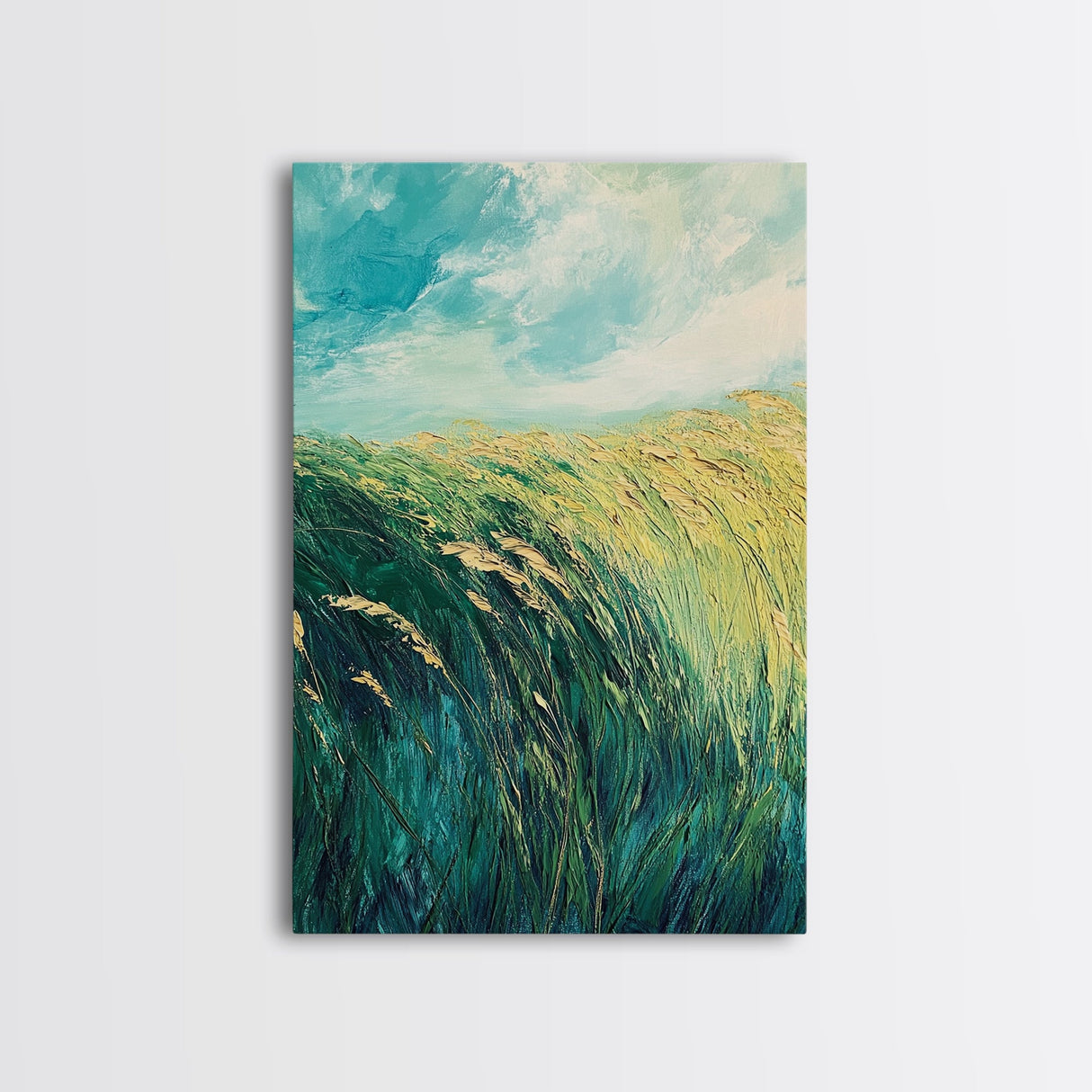Wheat Field Landscape Canvas Print Rustic Farmhouse Wall Art, Golden Harvest Painting, Nature Art, Countryside Decor, Autumn Home Decor