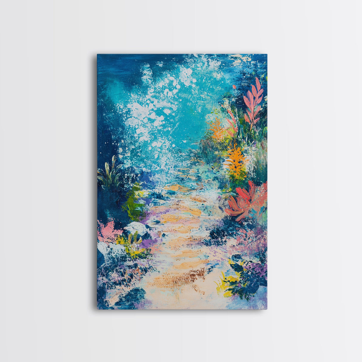 Underwater Fantasy Canvas Print Ocean Reef Wall Art, Abstract Sea Life Painting, Coastal Home Decor, Nautical Art, Beach House Decor